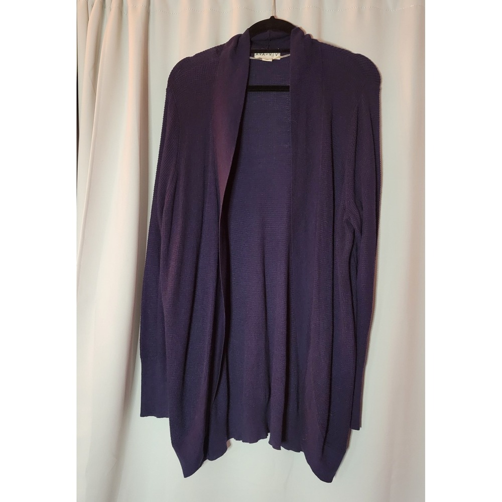 Ava & Viv Navy Blue Open Front Waffle Knit Cardigan Sweater 1X Plus Size